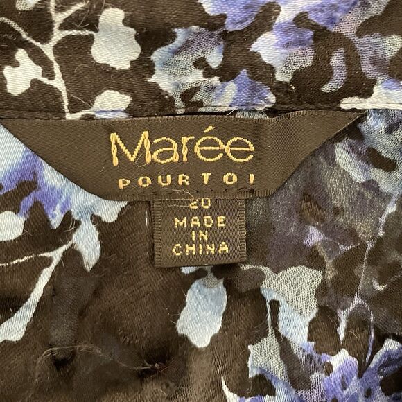 Maree Pour Toi Women’s Blue Floral Burnout Silk Shirt Dress Plus 20 2X NEW NWOT - Picture 5 of 12